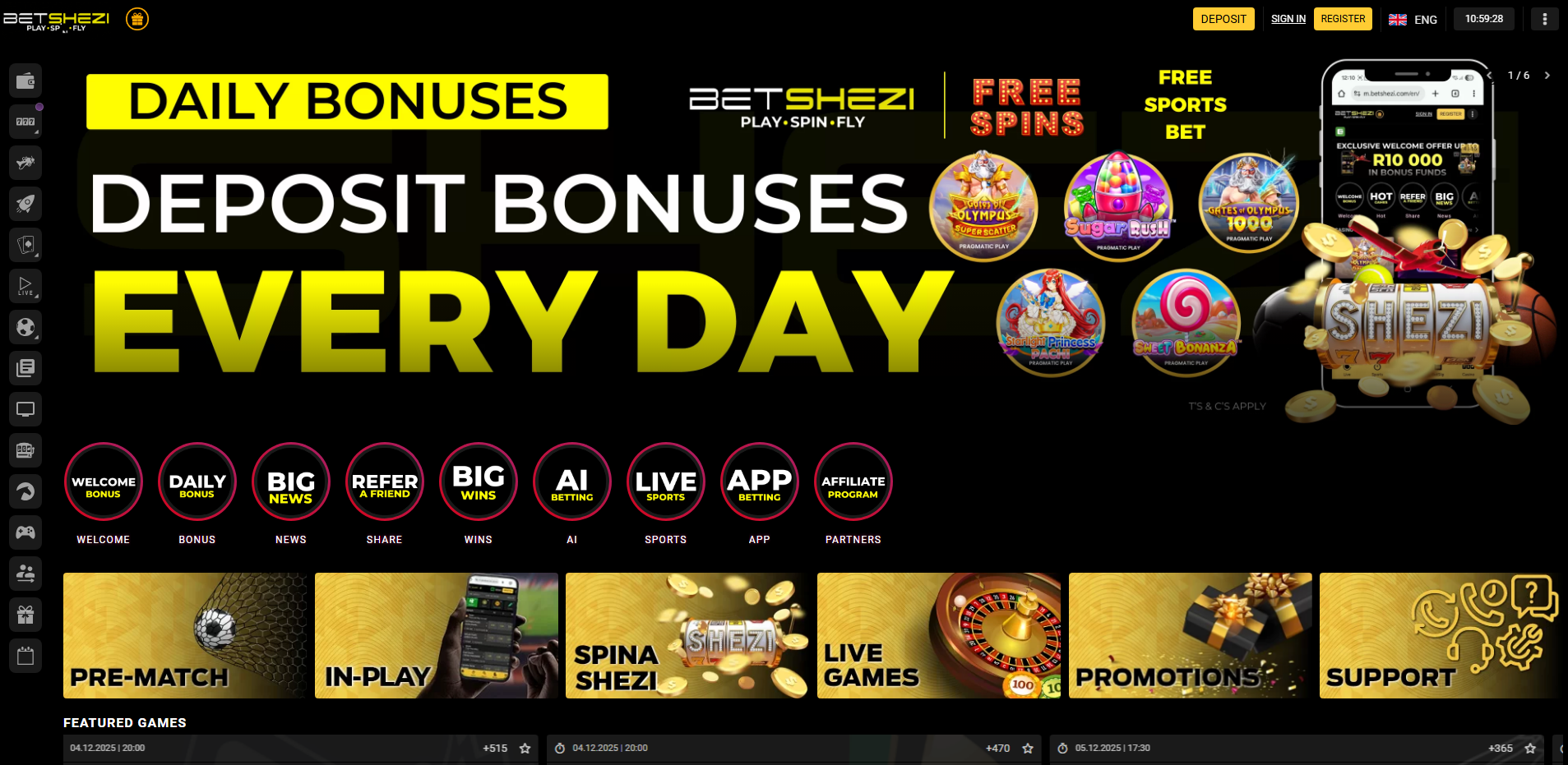 BetShezi Screenshot SAGames